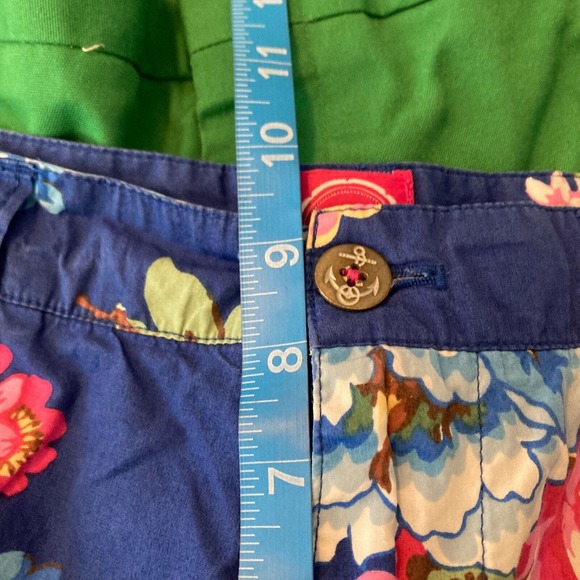 Joules Original Shorts Womens Sz 4 Blue Pink Floral Cotton Twill Chino‎ Pockets - Picture 9 of 11